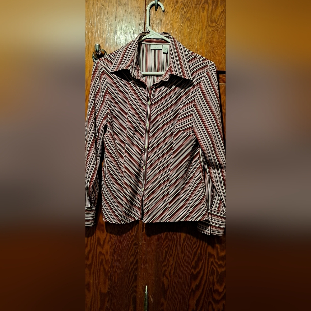 Apt. 9 Striped Long Sleeve Button-Up Shirt Size PM